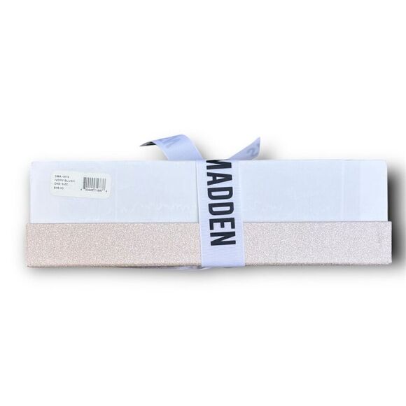 Steve Madden Ivory Blush Brushed Plaid Scarf & Beanie Gift Box Set, One Size - Picture 4 of 7